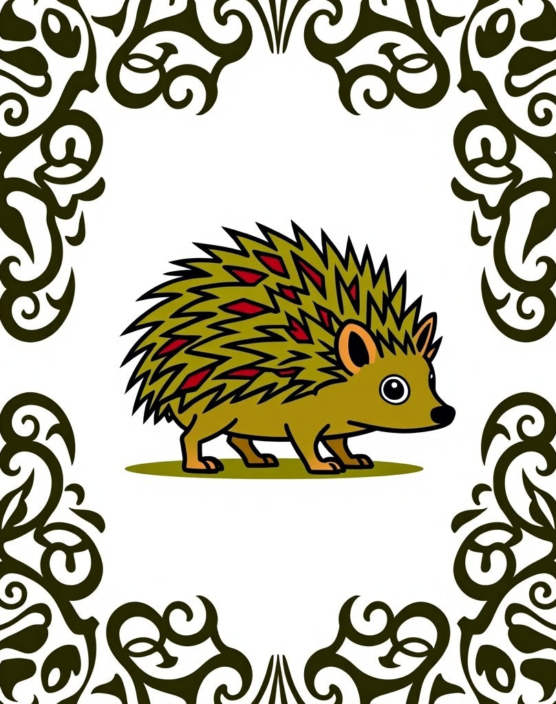 Golden Hedgehog with Crimson Accents Border Rug
