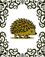 Golden Hedgehog with Crimson Accents Border Rug