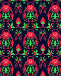 Crimson Green Kraken Garden Tile Rug