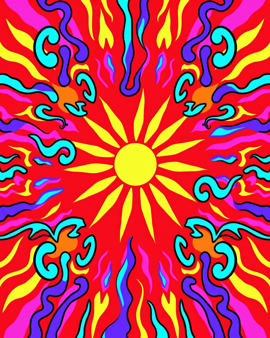 Radiant Sun Boho Psychedelic Swirls Rug