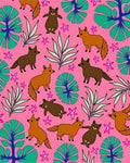 Pink Jungle Animals Lily Pad Rug