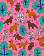 Pink Jungle Animals Lily Pad Rug