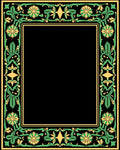 Green Yellow Floral Vine Border Rug