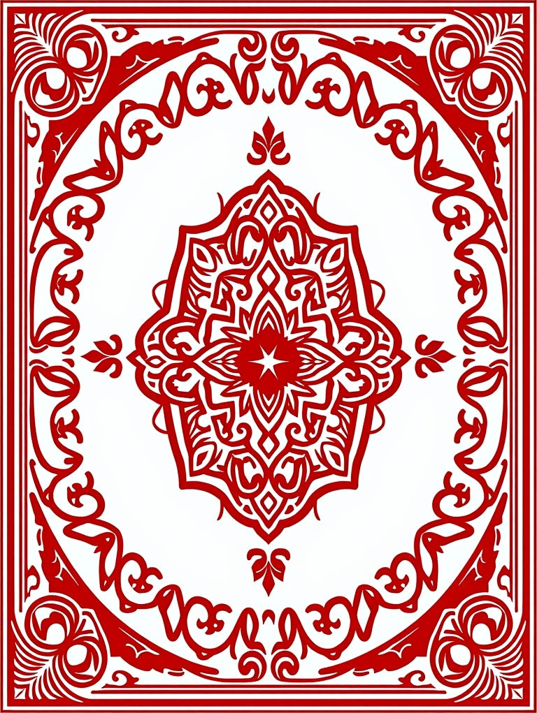 Crimson Floral Symmetrical Medallion Rug