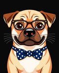 Wise Dog Bowtie Polka Dot Portrait Rug