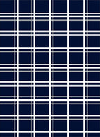 Classic Navy White Plaid Tartan Rug