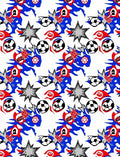Dynamic Red Blue Soccer Star Burst Rug