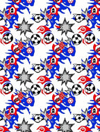 Dynamic Red Blue Soccer Star Burst Rug