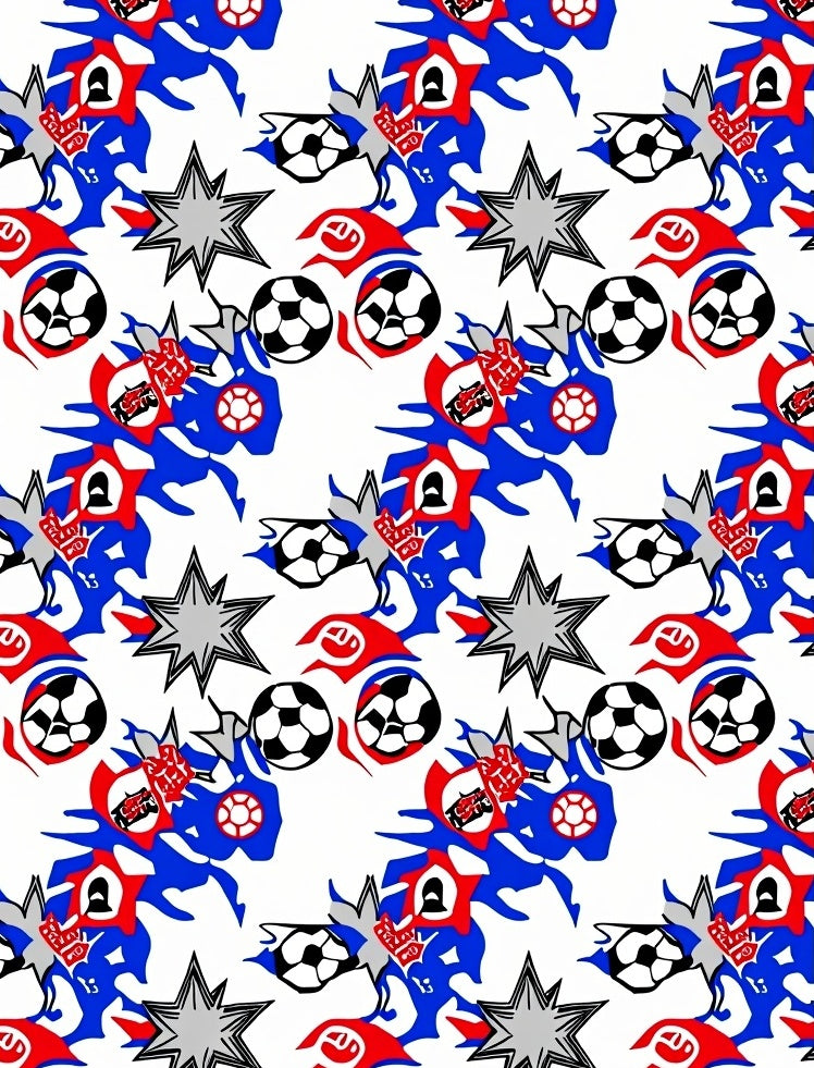 Dynamic Red Blue Soccer Star Burst Rug