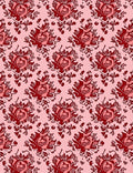 Rich Crimson Bloom Damask Tapestry Rug