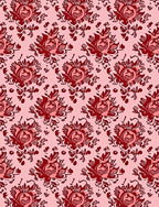 Rich Crimson Bloom Damask Tapestry Rug