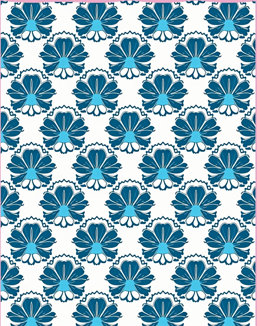 Azure Teal Floral Bloom Repeat Rug