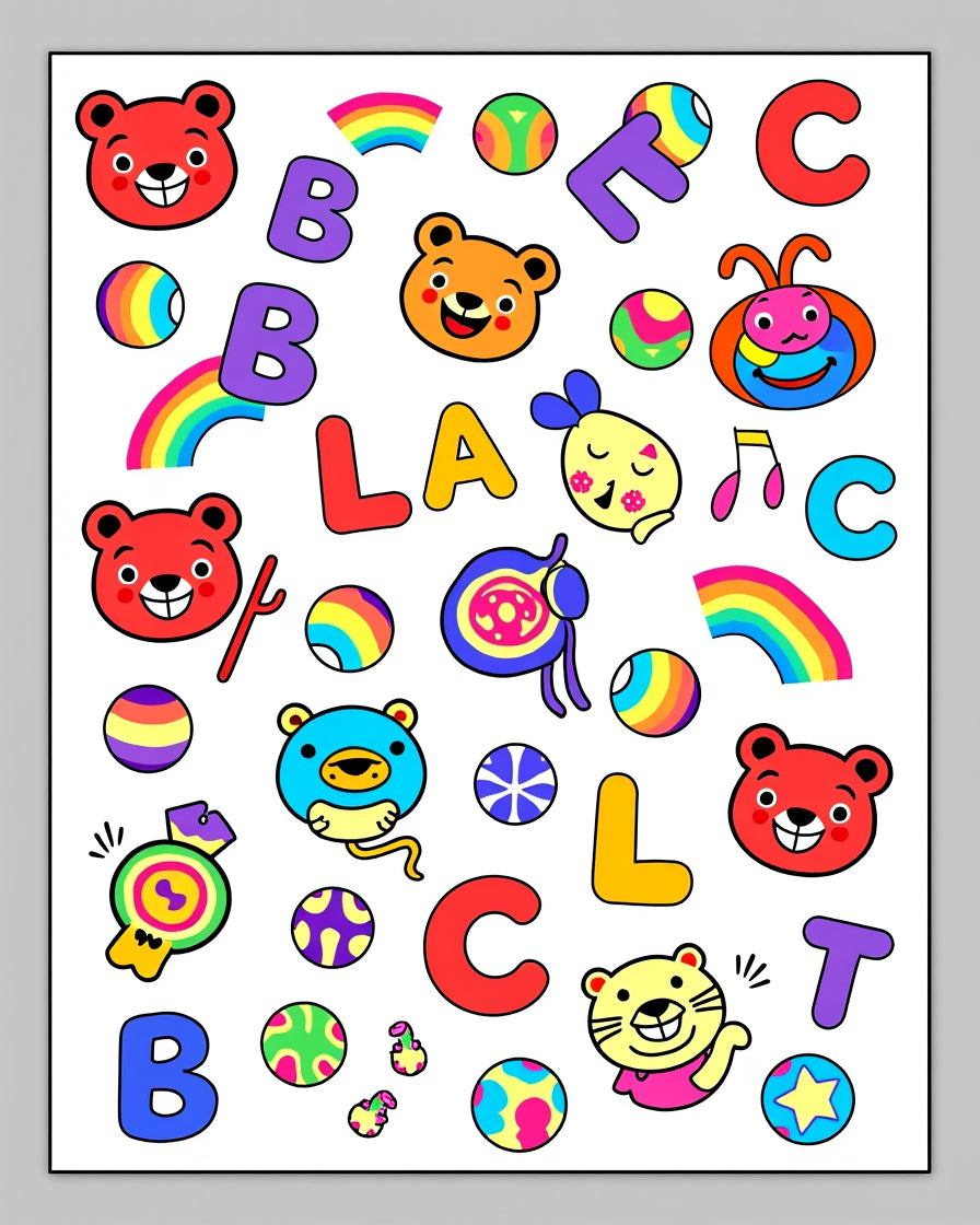Playful Cartoon Alphabet And Characters Rug