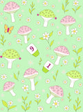 Whimsical Pink Green Mushroom Garden Rug