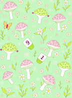 Whimsical Pink Green Mushroom Garden Rug