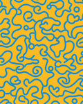 Bright Yellow Blue Wavy Line Art Rug