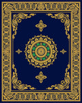 Navy Gold Ornate Floral Medallion Rug