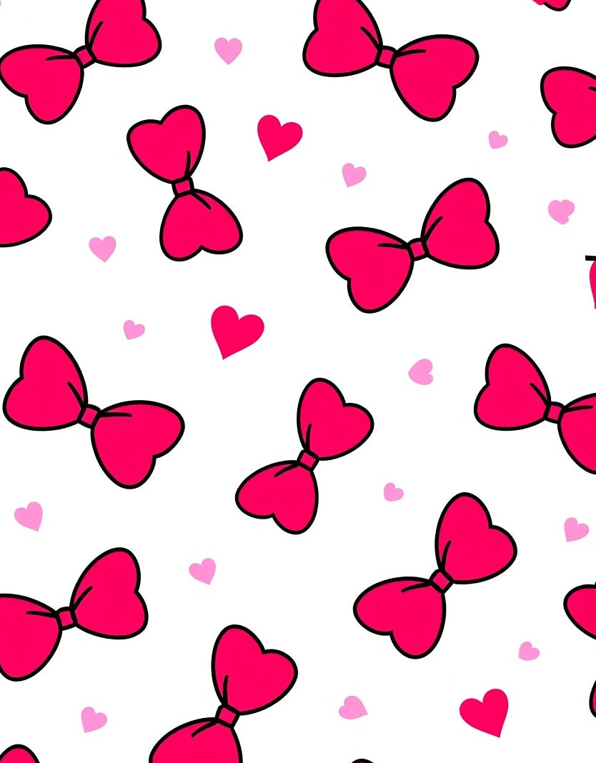 Hot Pink Bows Hearts Pattern Rug