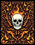 Fiery Skull Dark Background Rug