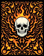 Fiery Skull Dark Background Rug