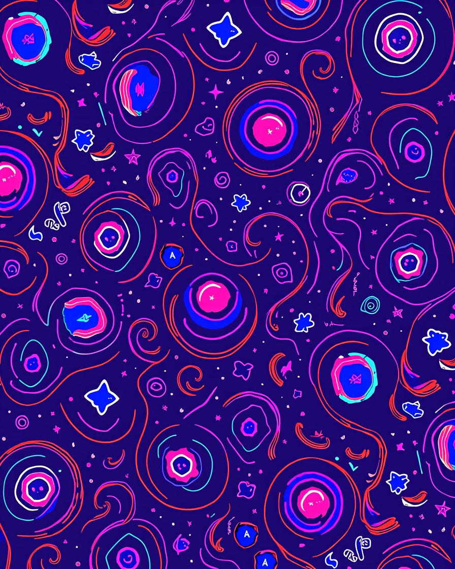 Vibrant Neon Swirl Celestial Rug