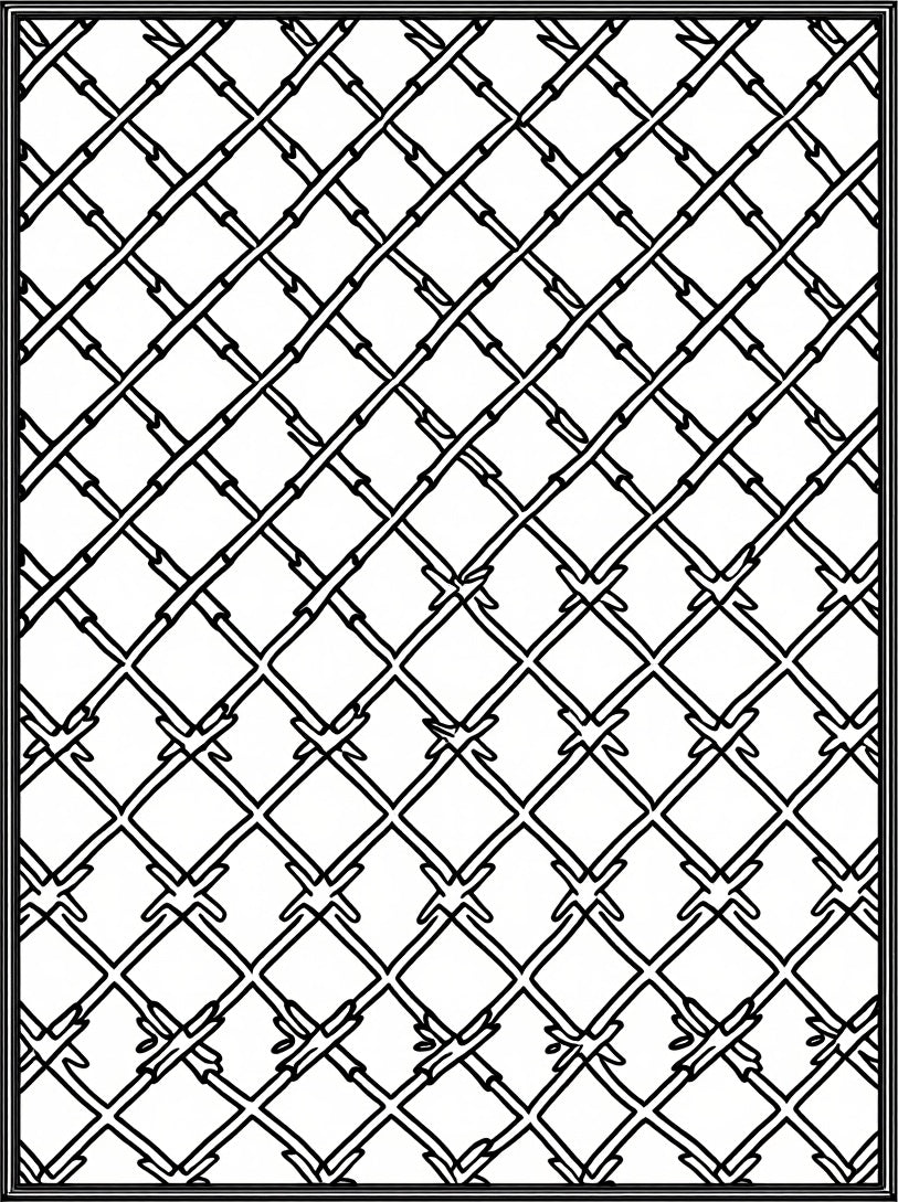 Black White Interlocking Diamond Lattice Rug