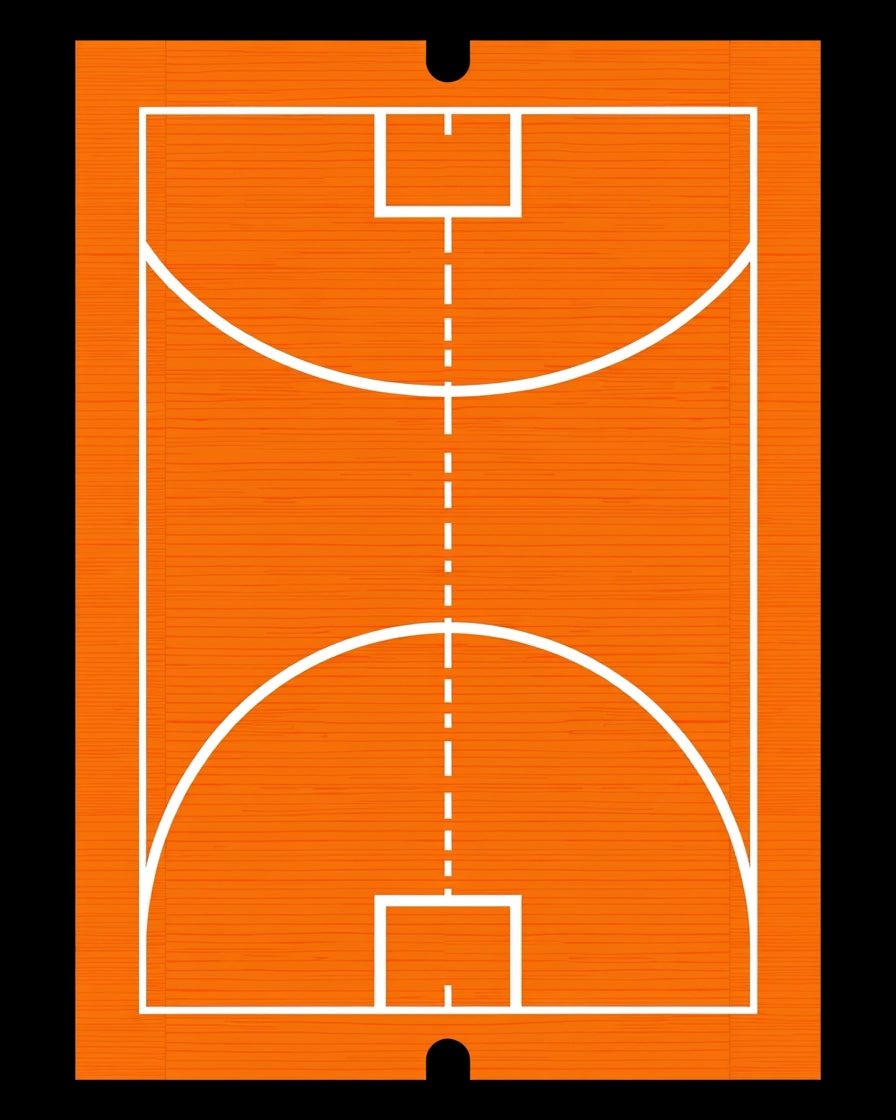 Orange Court Geometric White Markings Rug