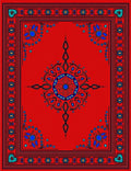 Bold Red Medallion Floral Border Rug