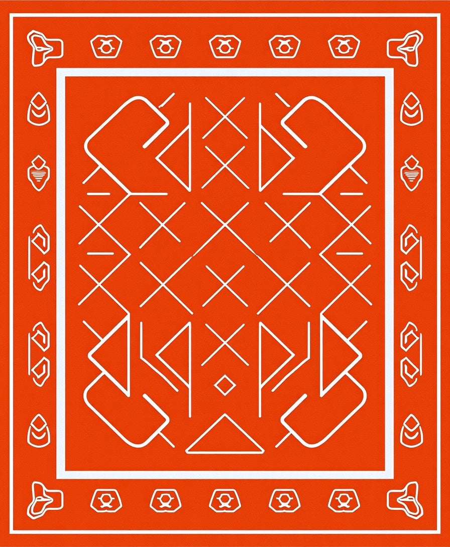Bold Orange Geometric Abstract Contour Rug