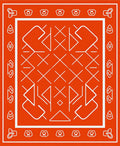 Bold Orange Geometric Abstract Contour Rug