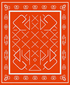 Bold Orange Geometric Abstract Contour Rug