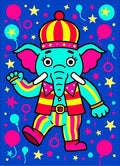 Circus Elephant Vibrant Striped Cotton Candy Rug