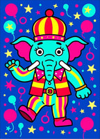 Circus Elephant Vibrant Striped Cotton Candy Rug