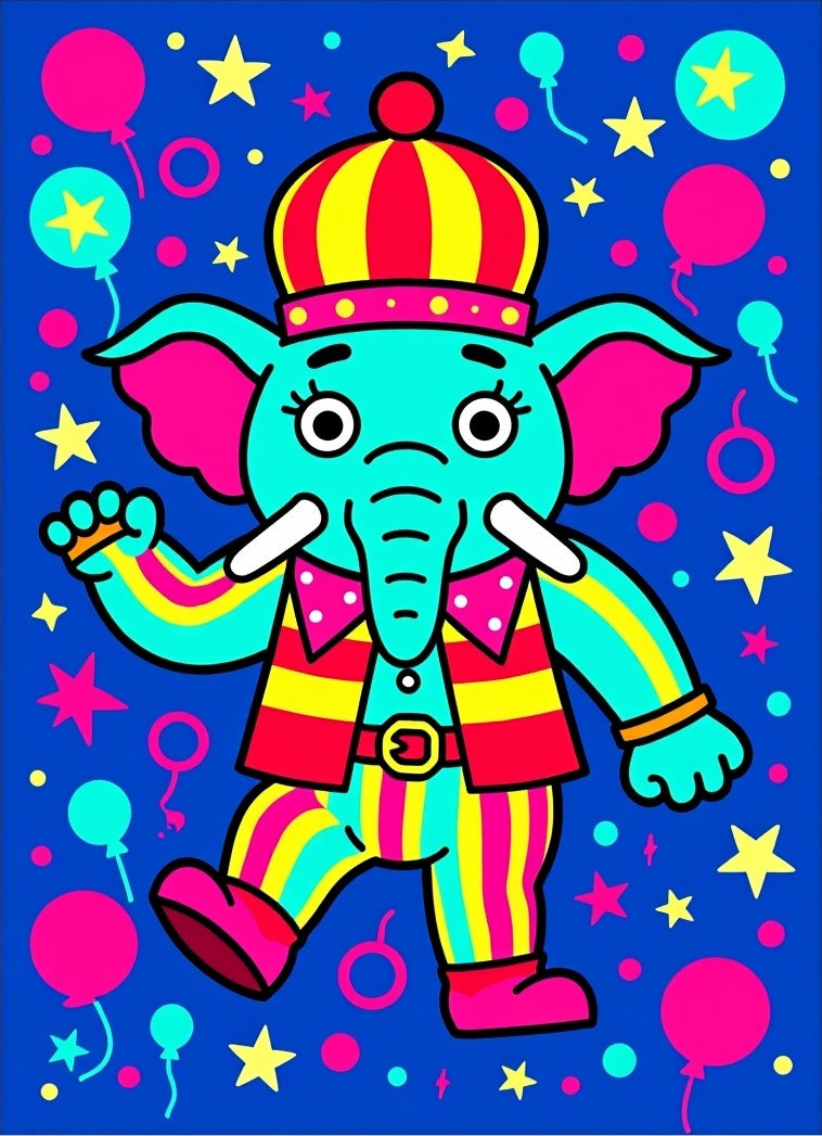 Circus Elephant Vibrant Striped Cotton Candy Rug