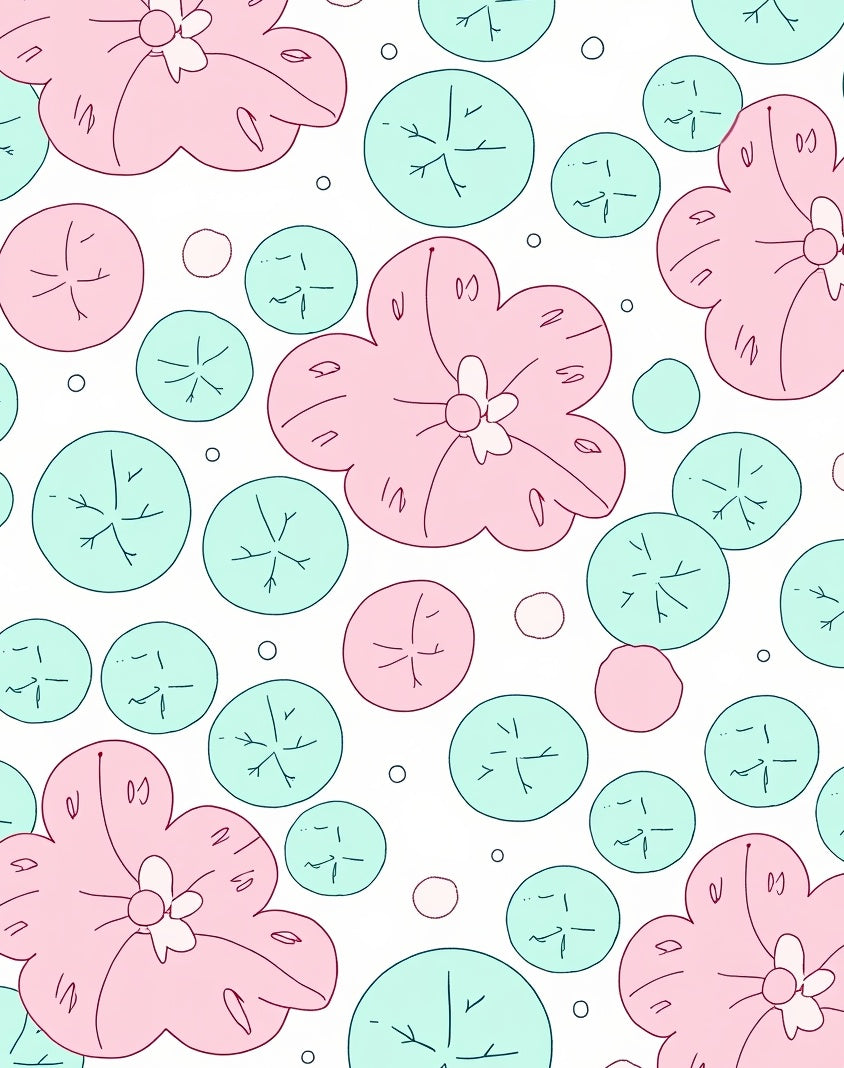 Whimsical Pink Teal Floral Scatter Rug