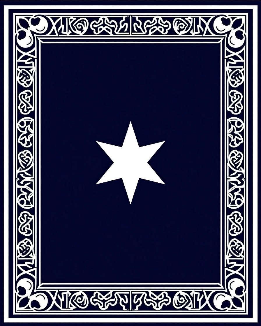 Deep Blue White Star Border Rug