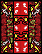 Bold Red White Yellow Creature Relief Rug
