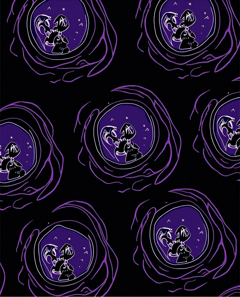 Dreamy Purple Swirl Portal Characters Rug