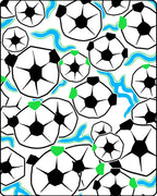 Dynamic Soccer Balls Blue Wave Accents Rug