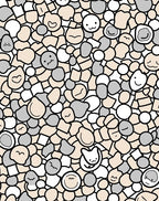 Cute Kawaii Cat Faces Scattered Elements Rug