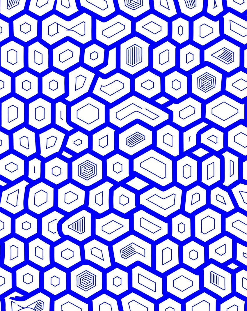 Cobalt Blue Geometric Honeycomb Rug