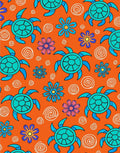 Bright Orange Turtle Flower Medley Rug