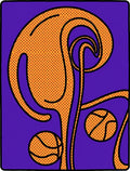 Abstract Orange Swirl Court Visual Rug