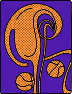 Abstract Orange Swirl Court Visual Rug