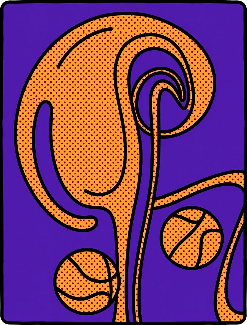 Abstract Orange Swirl Court Visual Rug