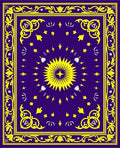 Royal Blue Yellow Sun Starburst Border Rug