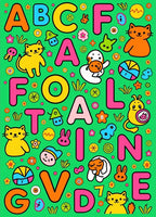 Whimsical Alphabet Friends Garden Collage Rug