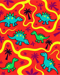 Playful Dinosaur Palm Tree Adventure Rug