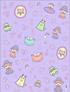 Charming Lilac Cute Characters Cars Rug