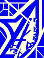 Bold Royal Blue Abstract Forms Rug